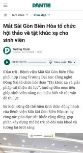 Báo Dân Trí: Bệnh viện Mắt Sài Gòn Biên Hòa tổ chức hội thảo về tật khúc xạ cho sinh viên