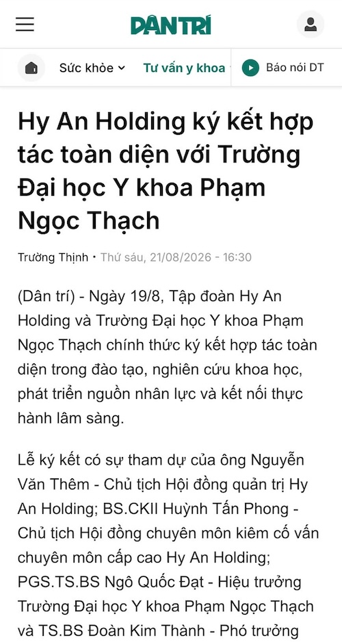 Báo Dân Trí MOU